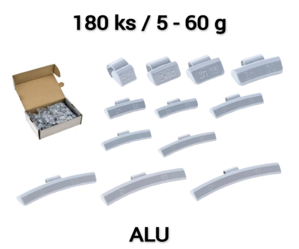 STARTOVACÍ SADA: Zinkové závaží pro ALU ráfky 5g-60g, 180 ks