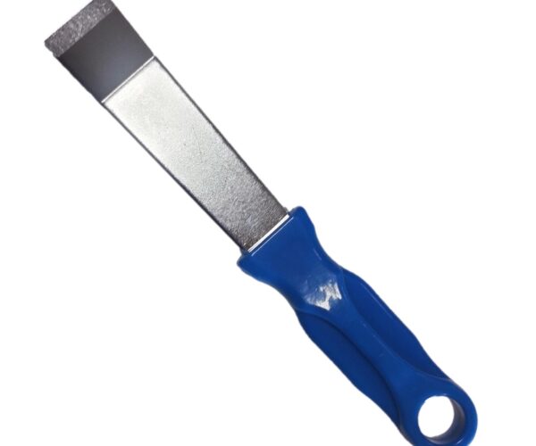 Škrabka na lepené závaží kovová